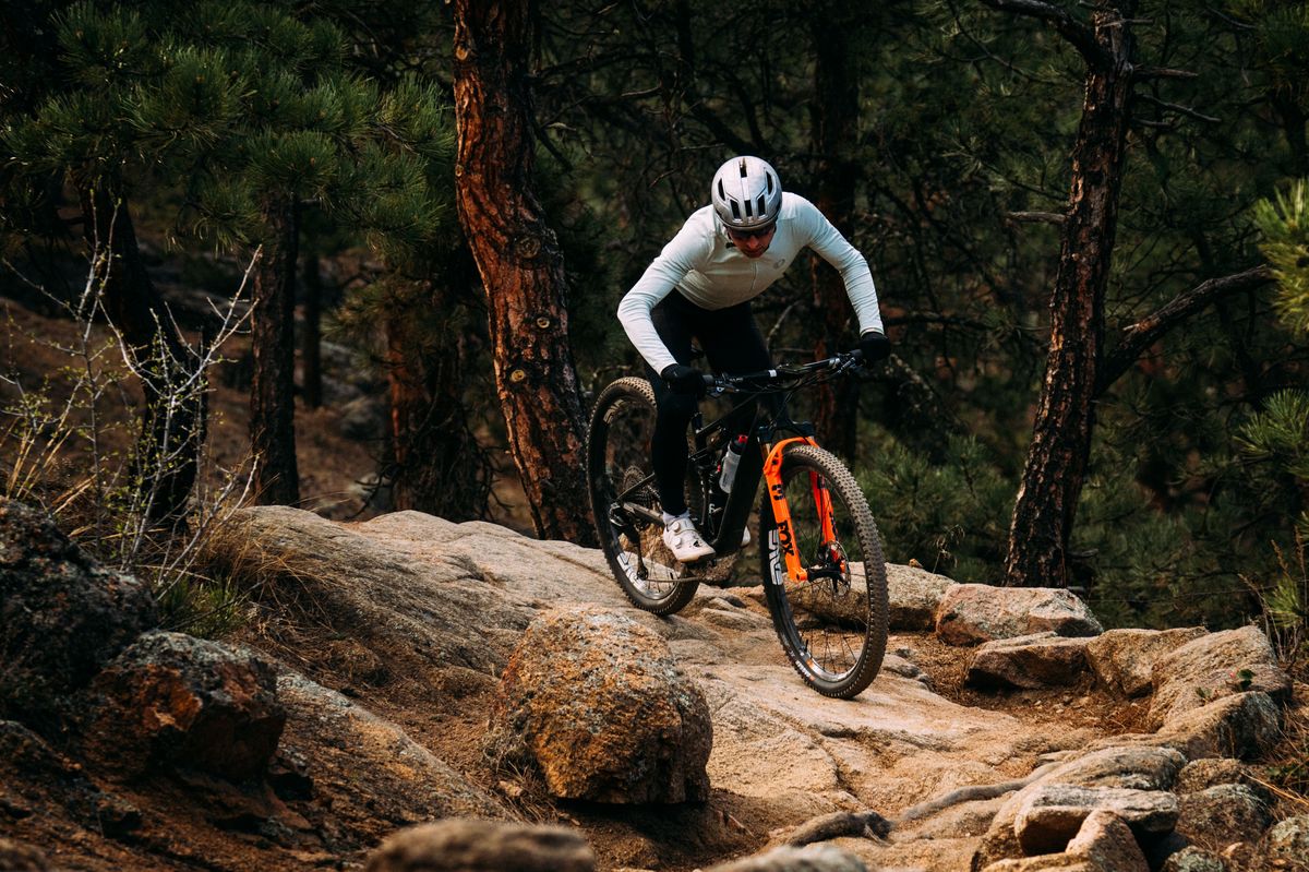 Descending a loose desert trail